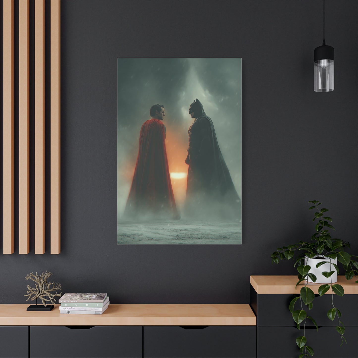 Batman vs Superman Foggy Standoff Poster Wall Art & Canvas Print