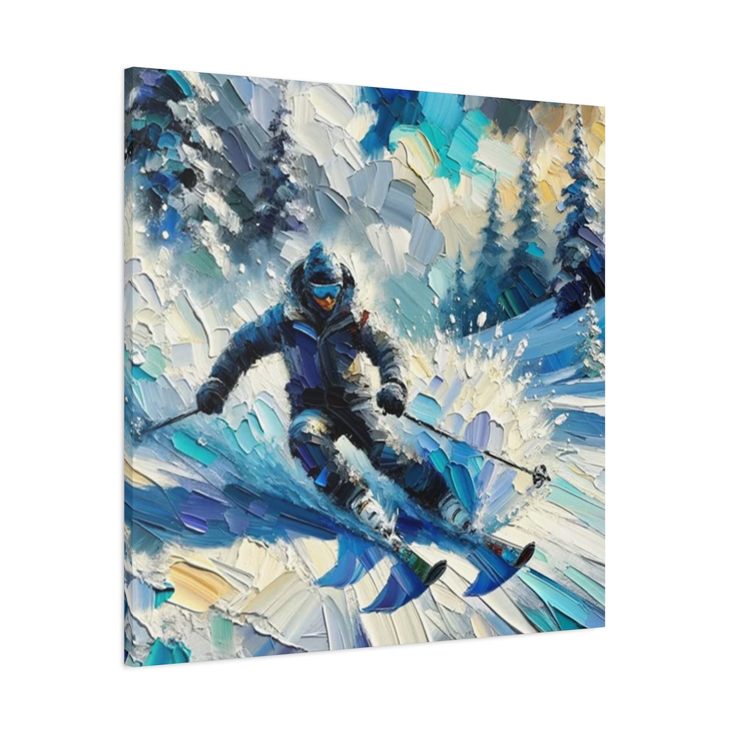 Skiing In Snow Mountains Painting Wall Art & Canvas Prints