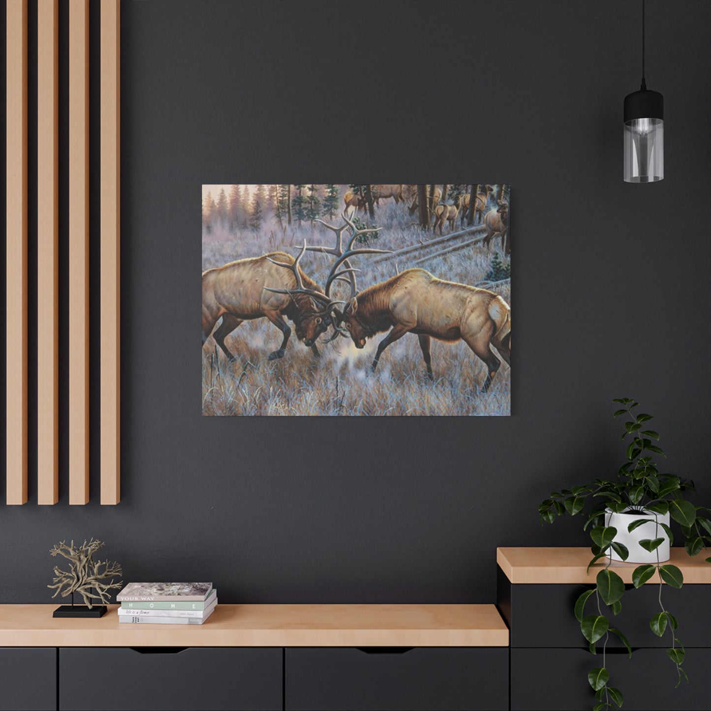 Reindeer Fighting Painting Wall Art & Canvas Prints
