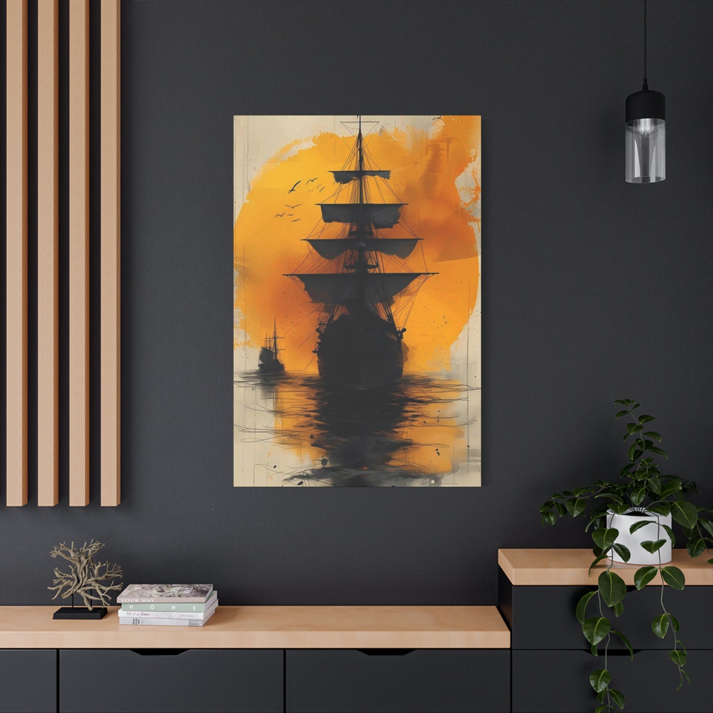 Black Sailing Ship Poster Wall Art & Canvas Prints