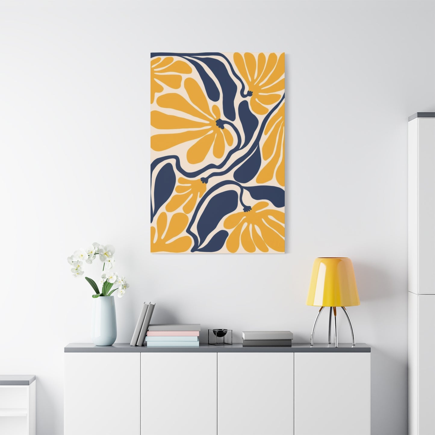Blue Yellow Flower Abstract Colorful Wall Art & Canvas Prints