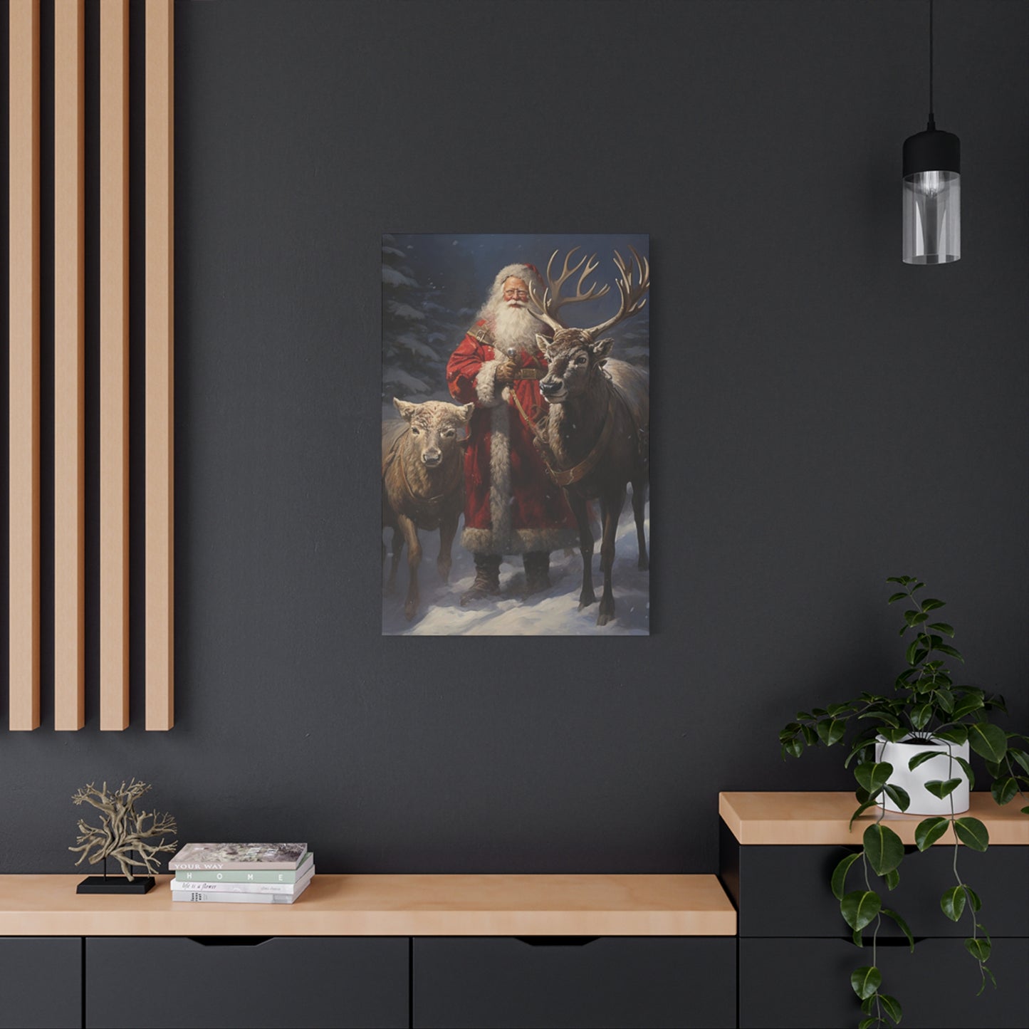 Santa Claus And Reindeer Wall Art & Canvas Prints