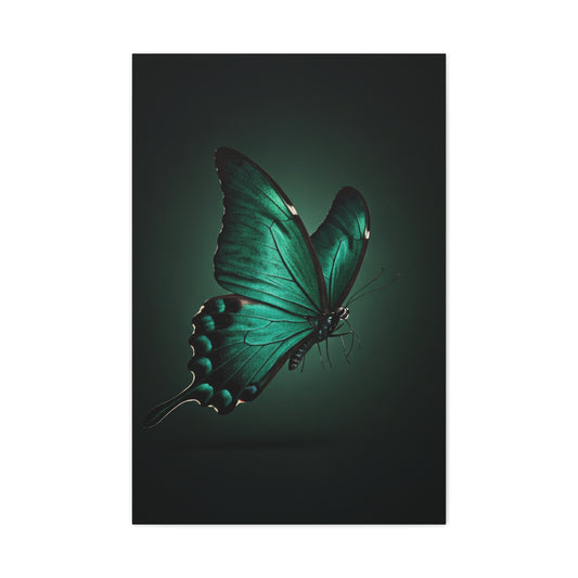 Emerald Swallowtail Butterfly in Shadow Light Wall Art & Canvas Prints