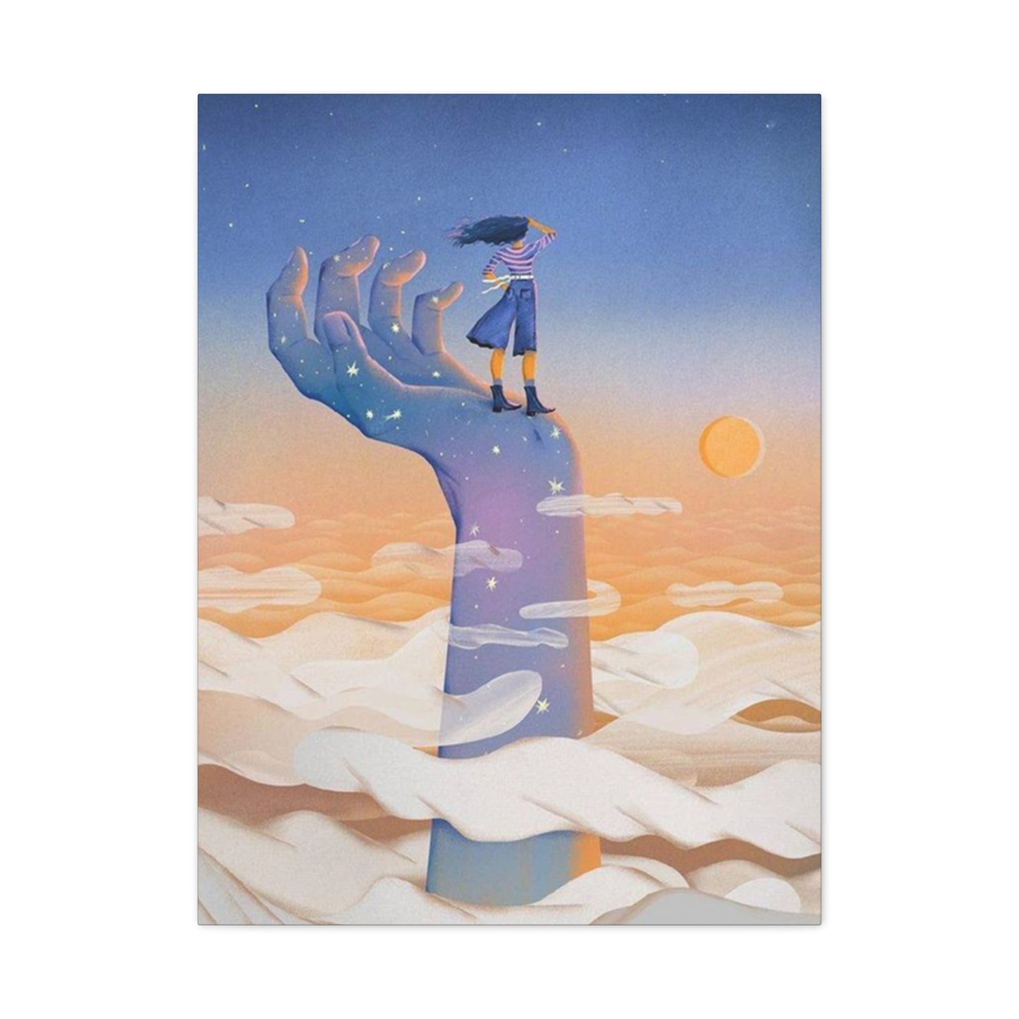 Girl On A Hand Wall Art & Canvas Prints