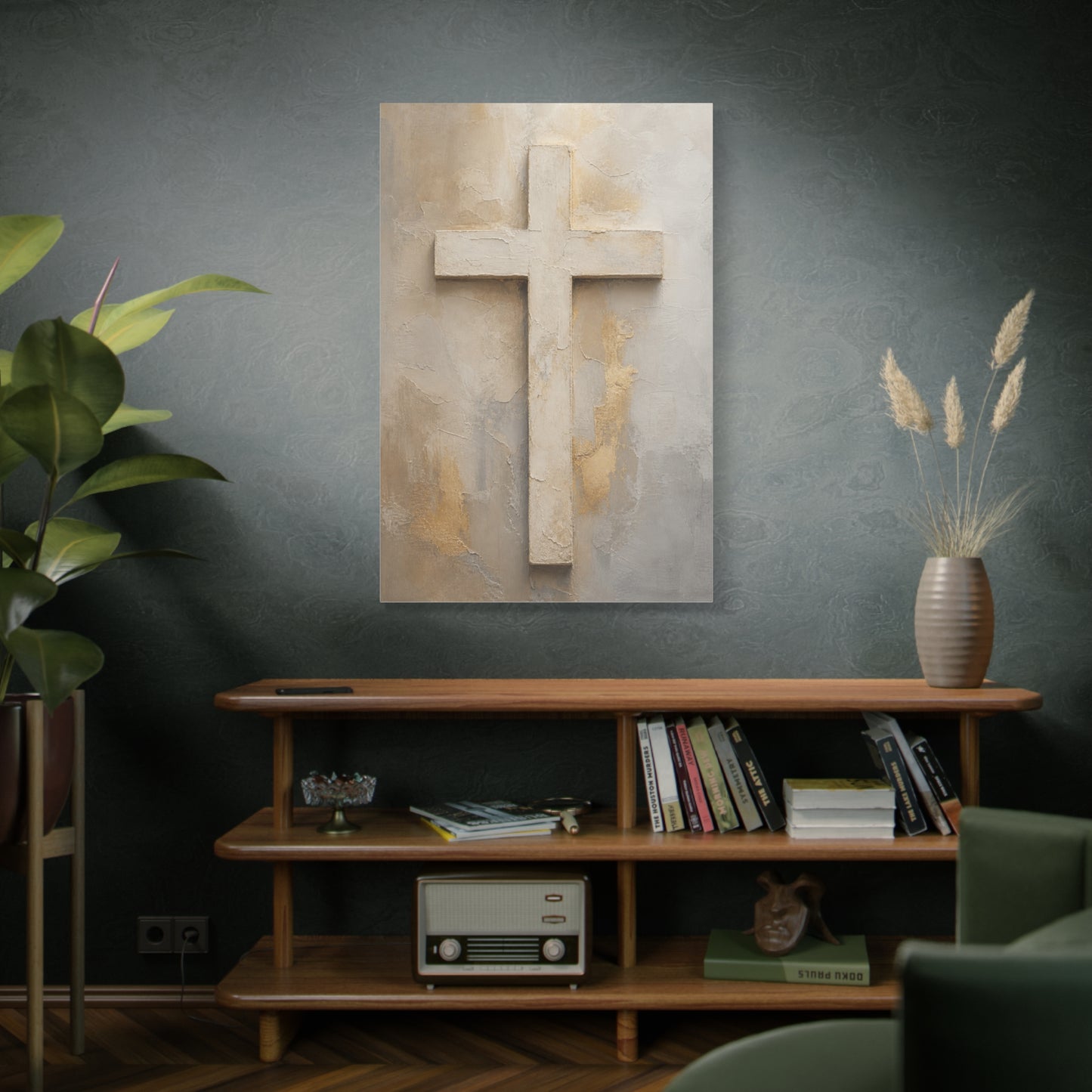 Minimal Ivory Christian Cross Wall Art & Canvas Print