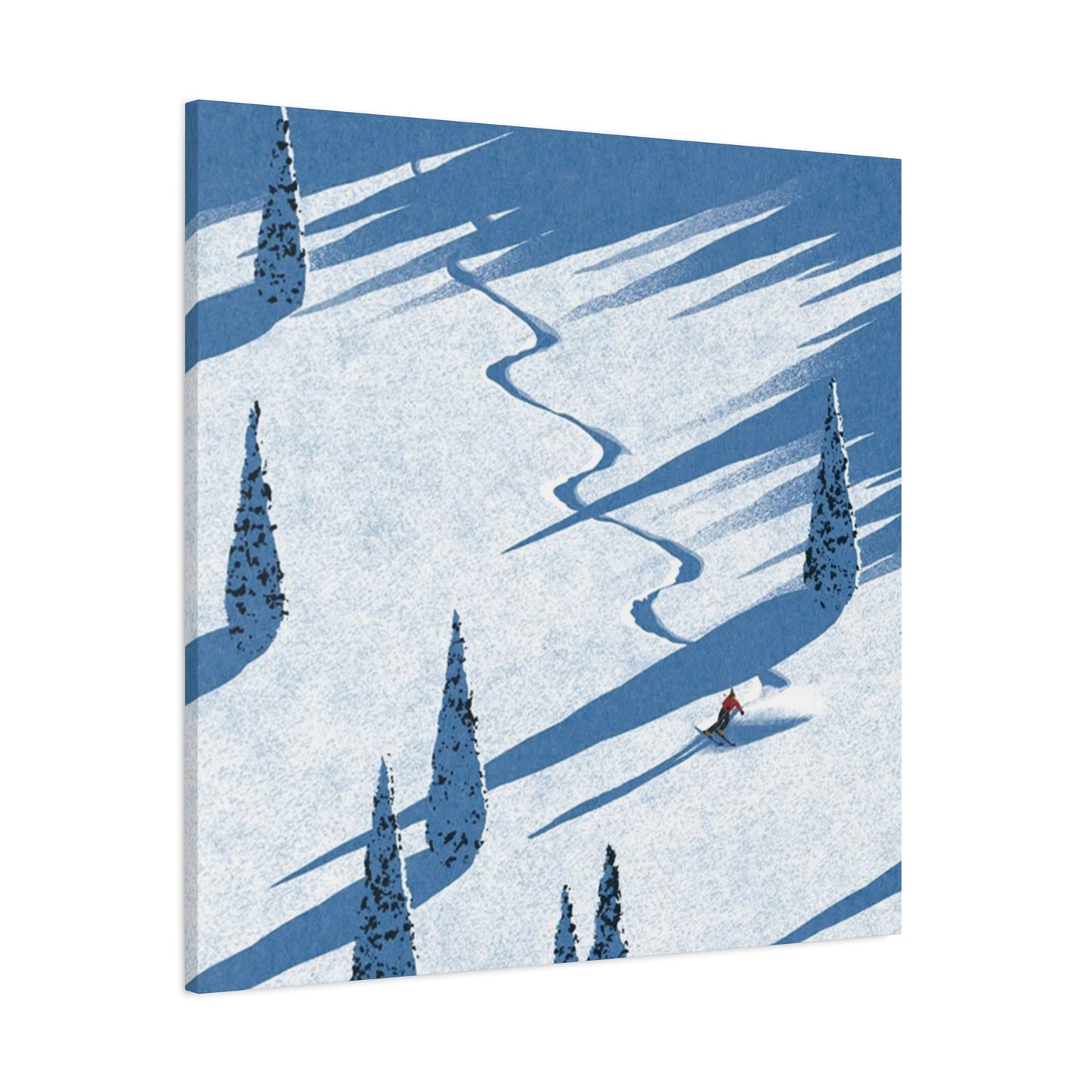 Skiing In White Snow Painting Wall Art & Canvas Prints