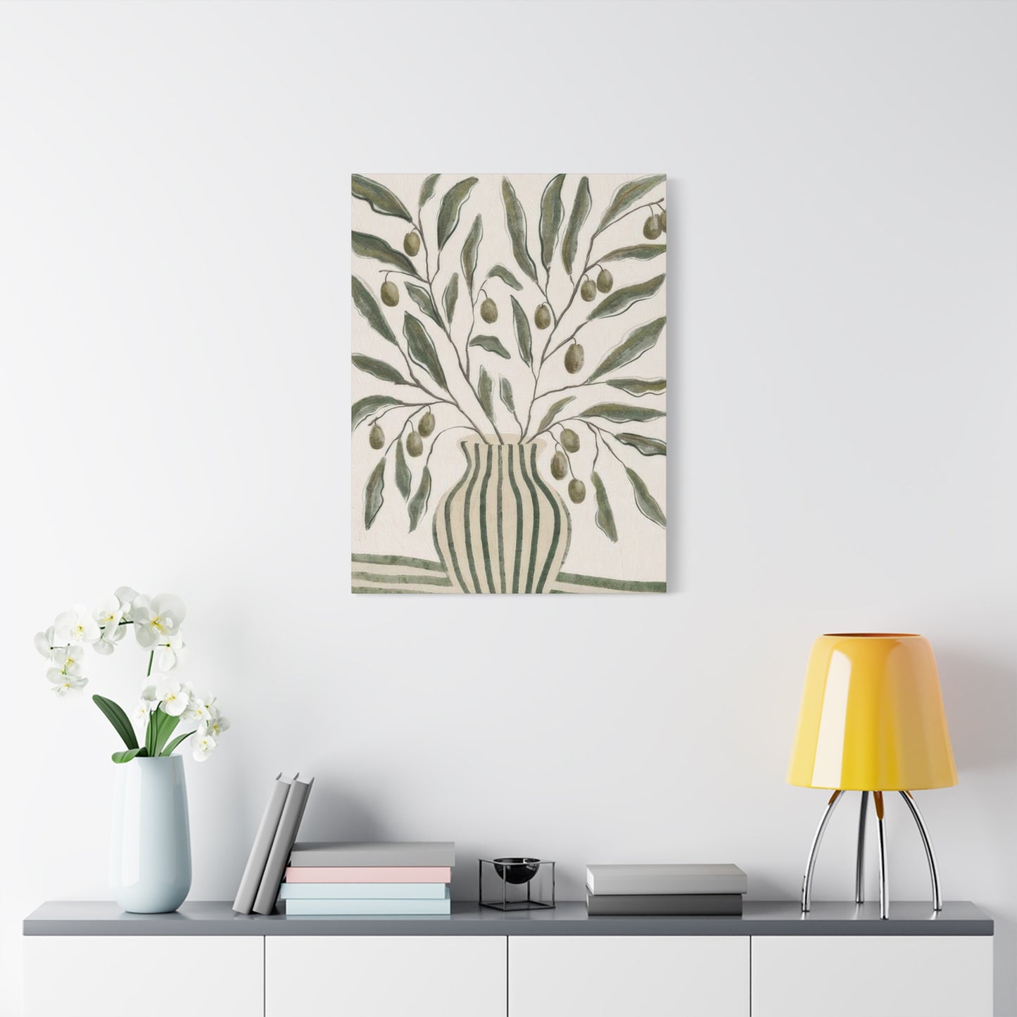 Green Striped Vase Wall Art & Canvas Prints