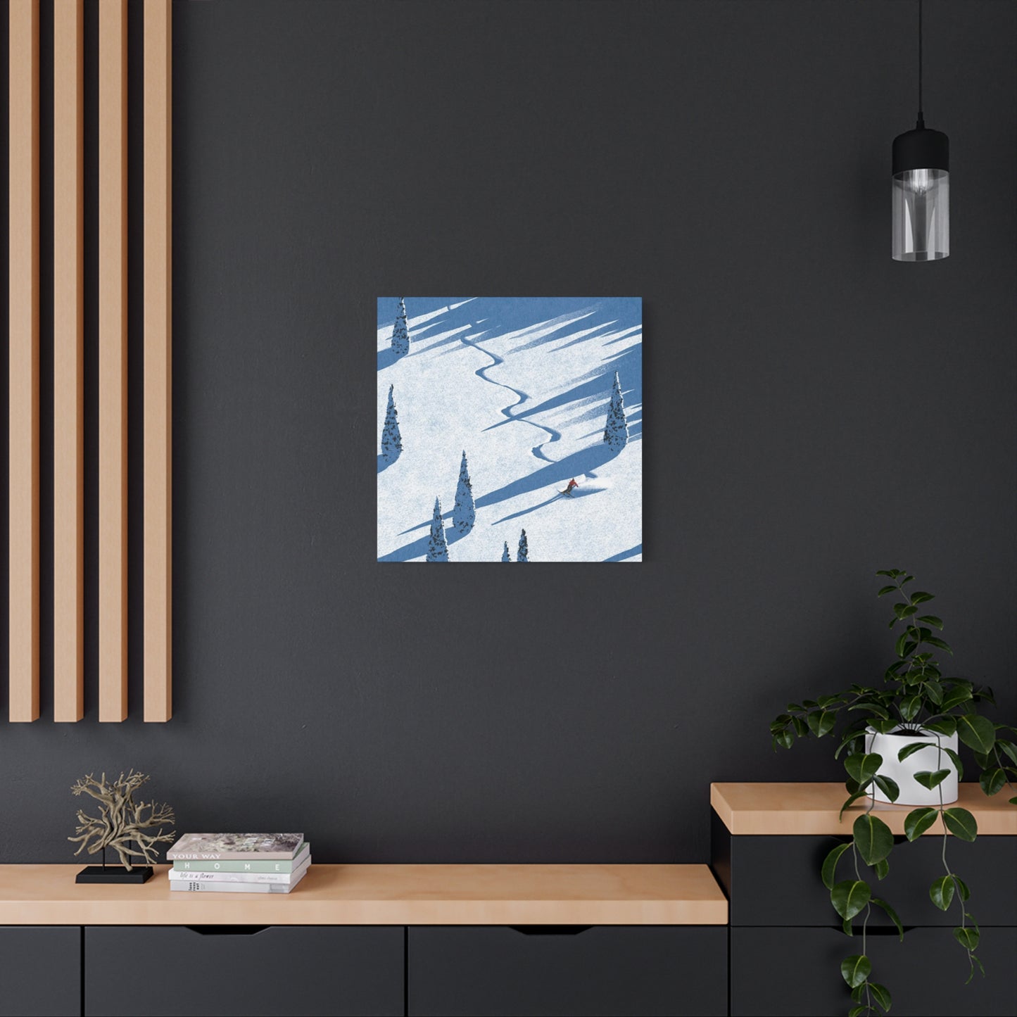 Skiing In White Snow Painting Wall Art & Canvas Prints