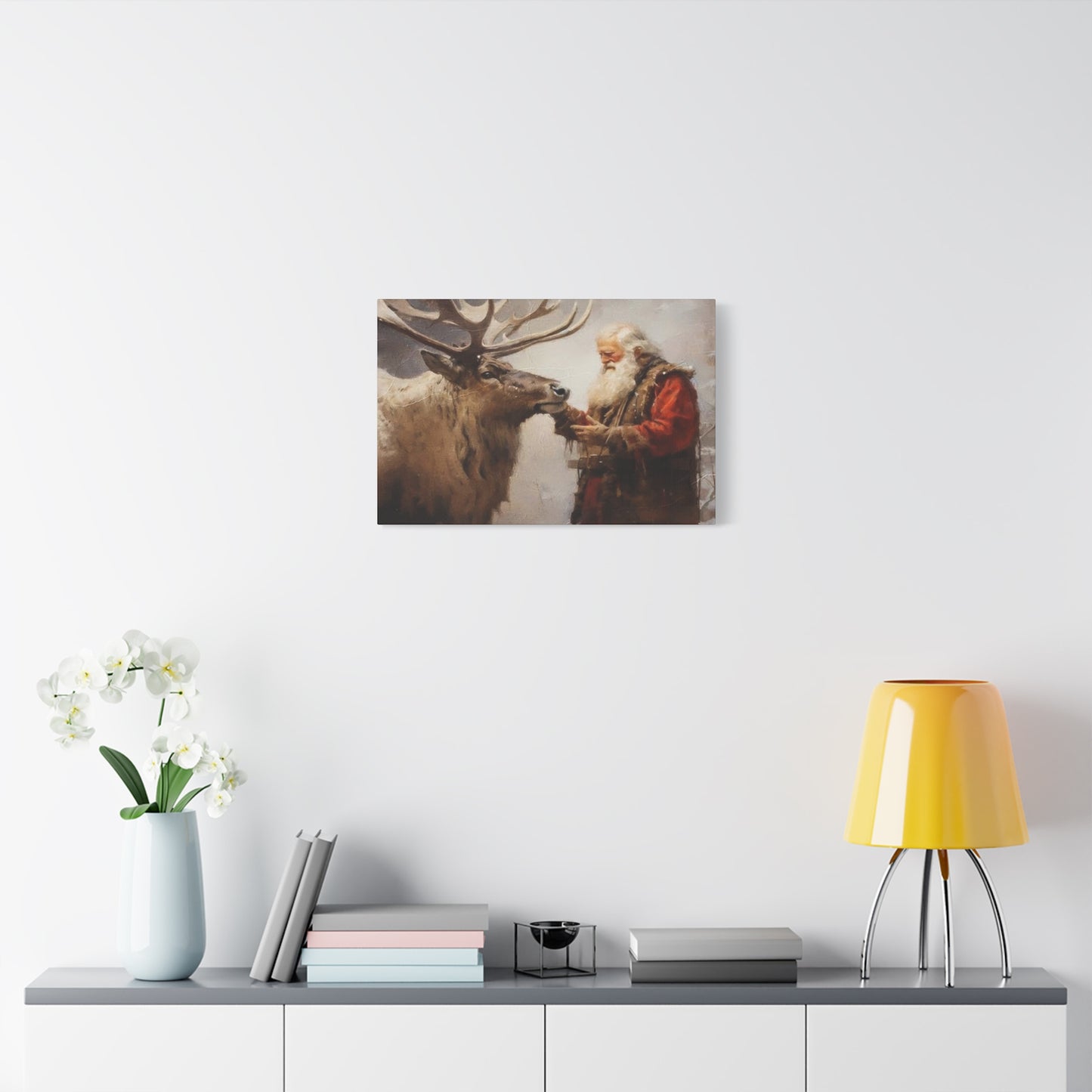 Santa Claus With Reindeer Wall Art & Canvas Prints