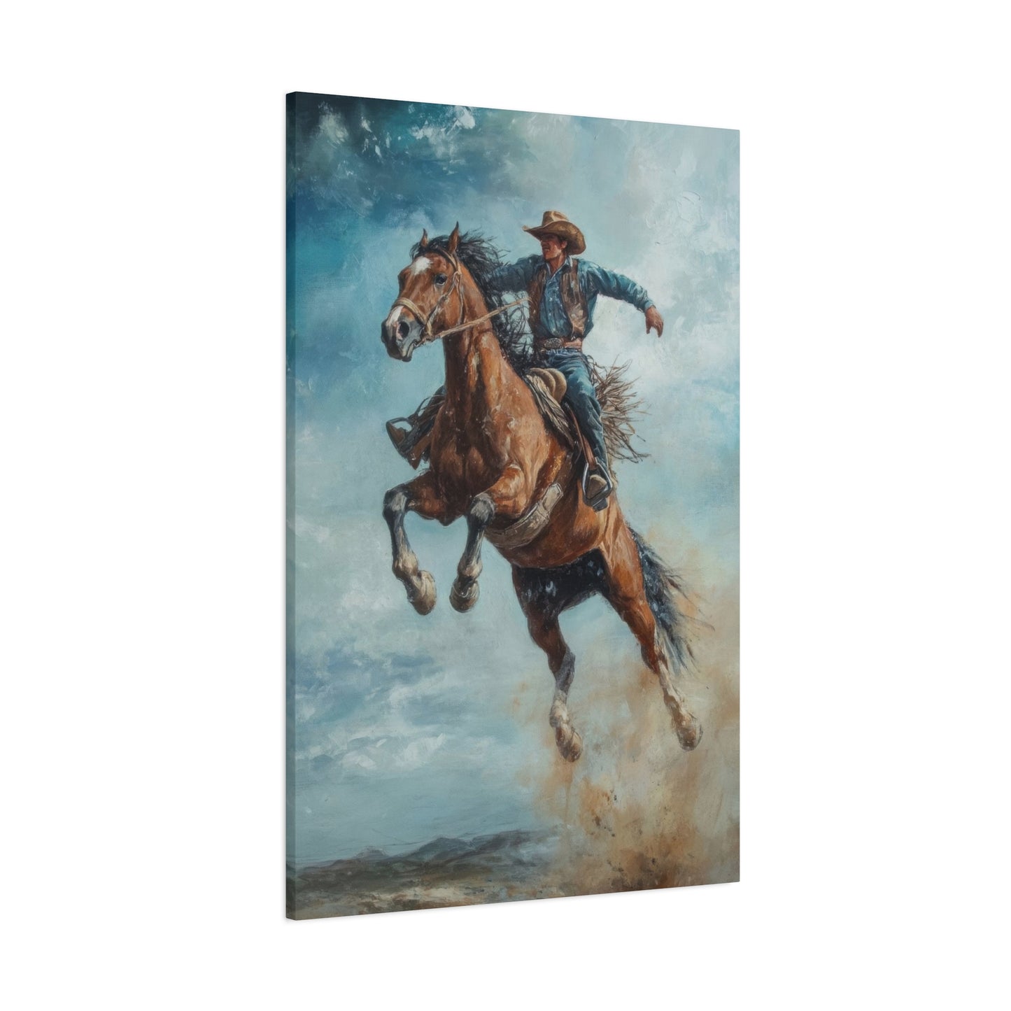 Cowboy On Jumping Horse 2 Wall Art & Canvas Prints