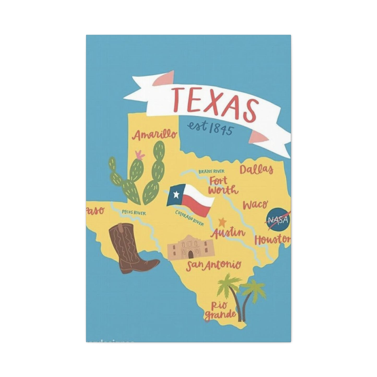 Texas Est. 1845 Poster Wall Art & Canvas Prints