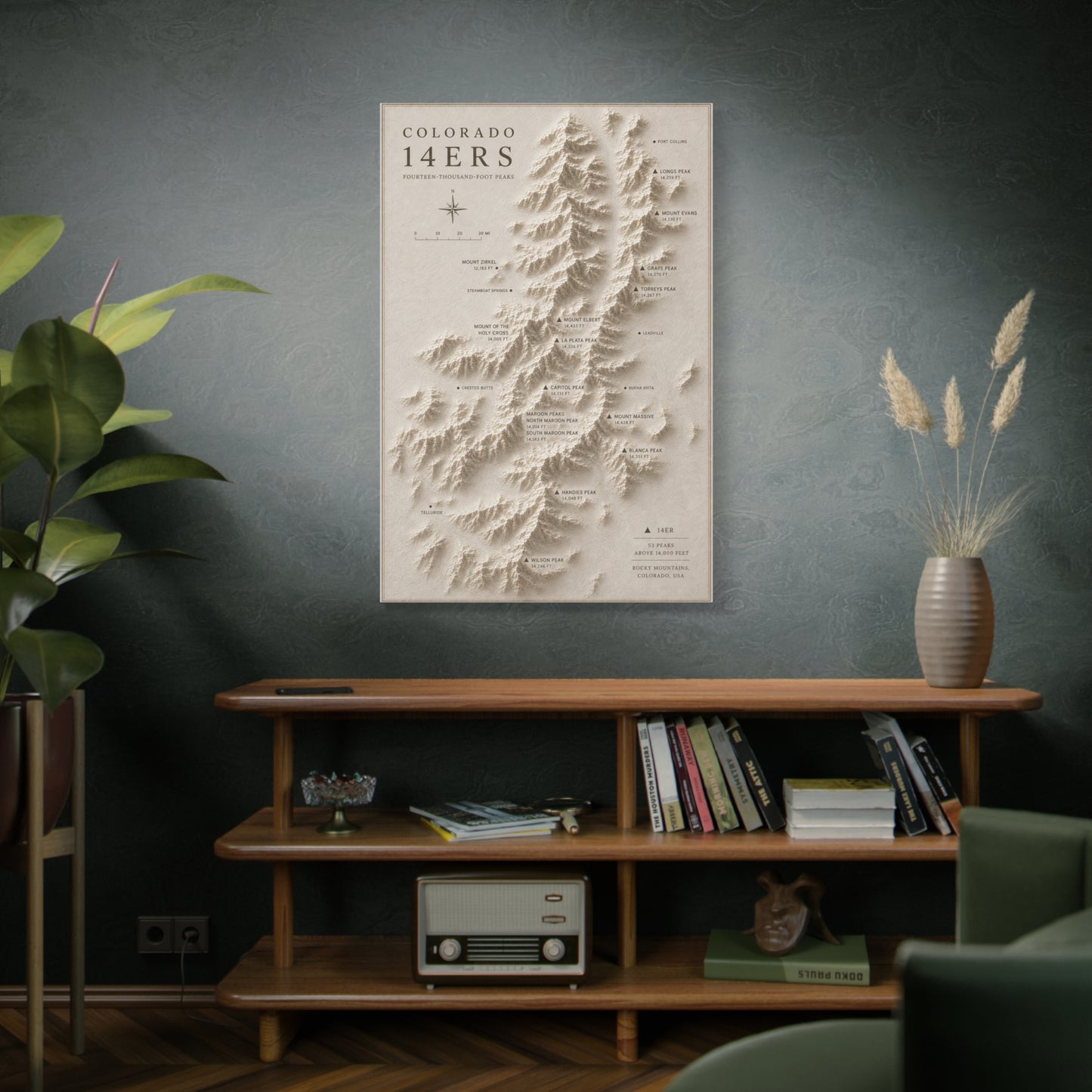 Colorado 14ers Relief Map Wall Art & Canvas Print