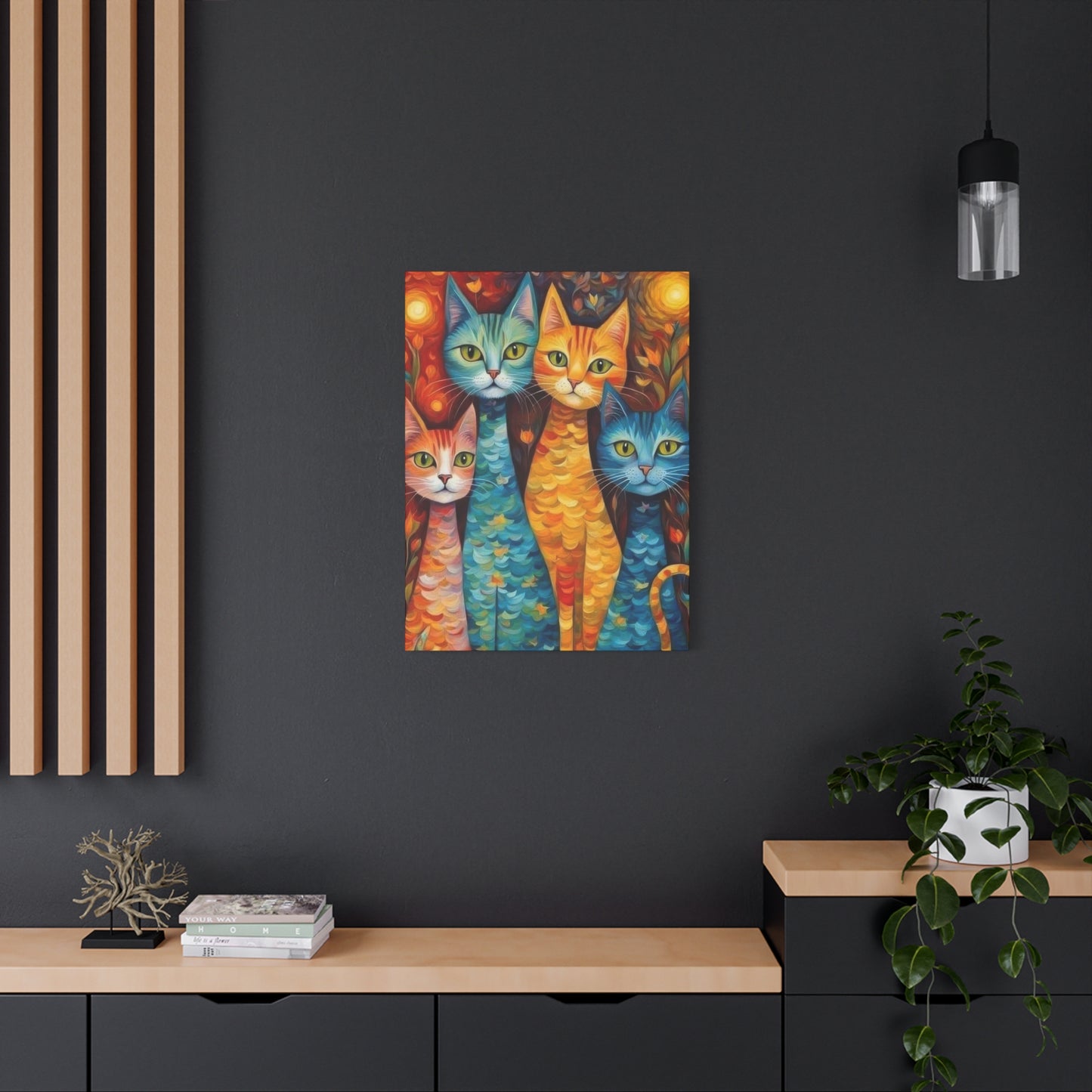 Cat Family Colorglow Wall Art & Canvas Prints