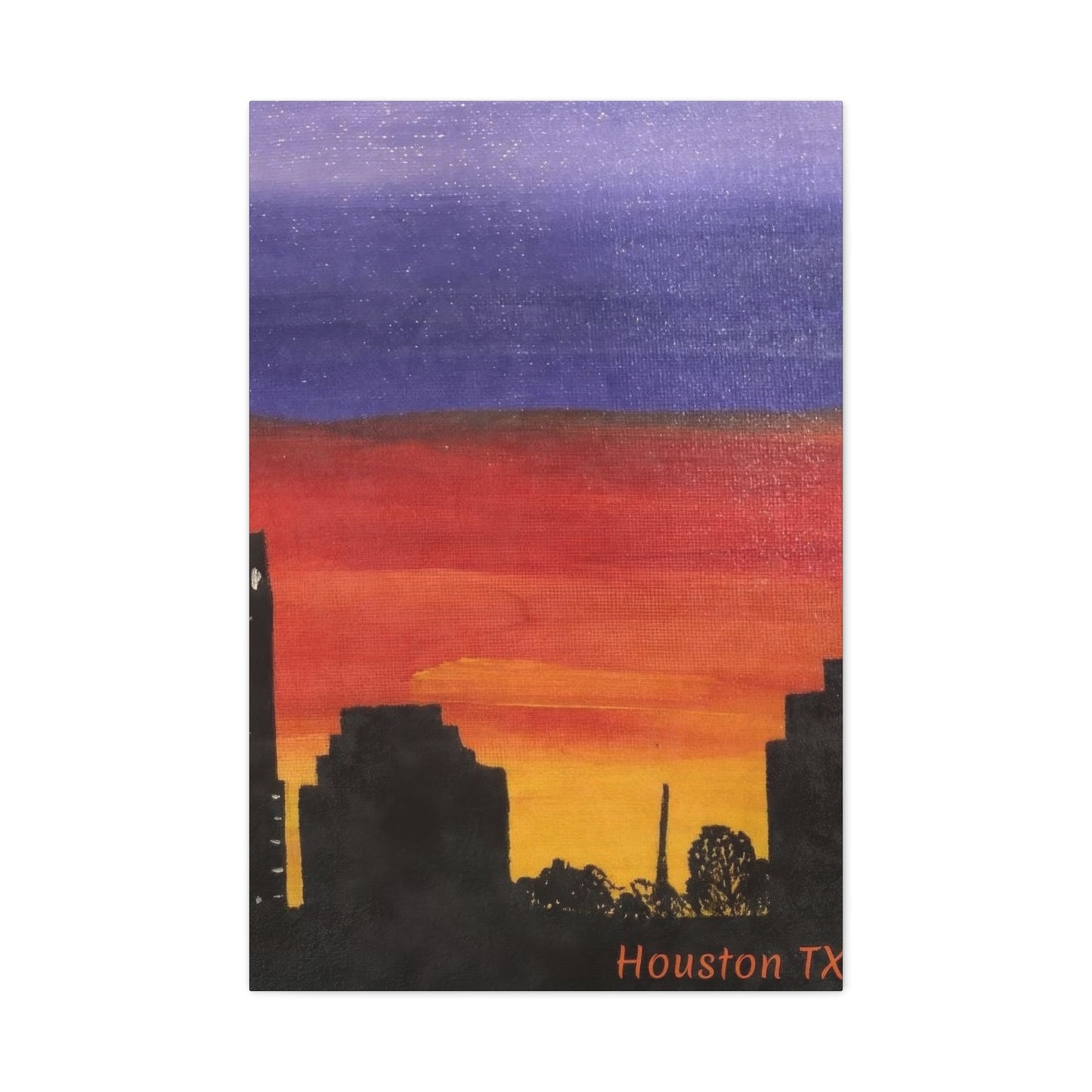 Houston Skyline Yellow Orange Violet Wall Art & Canvas Prints