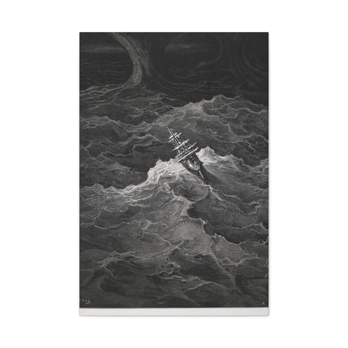 Sailing Ship In Dark Drawing Wall Art & Canvas Prints