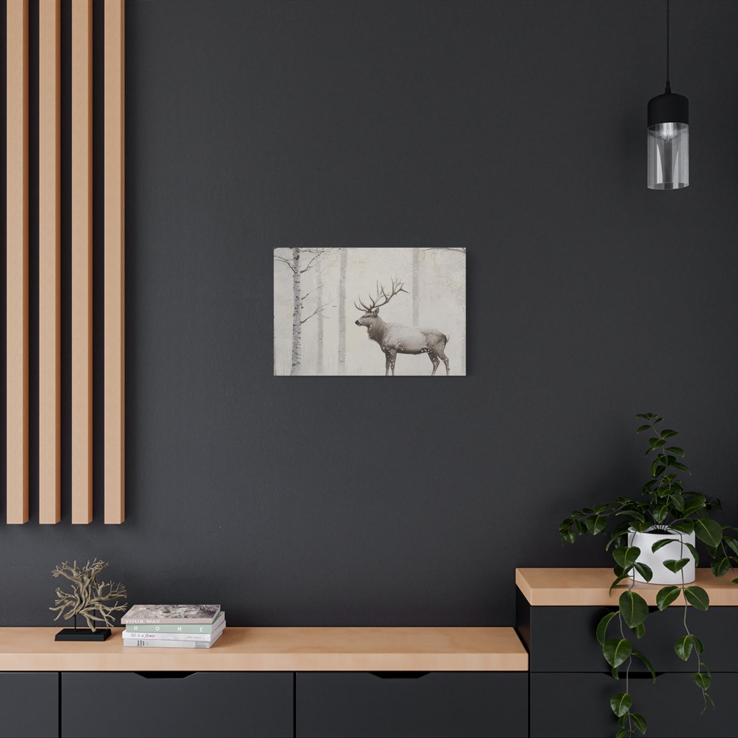 Deer In Snow Painting Wall Art & Canvas Prints
