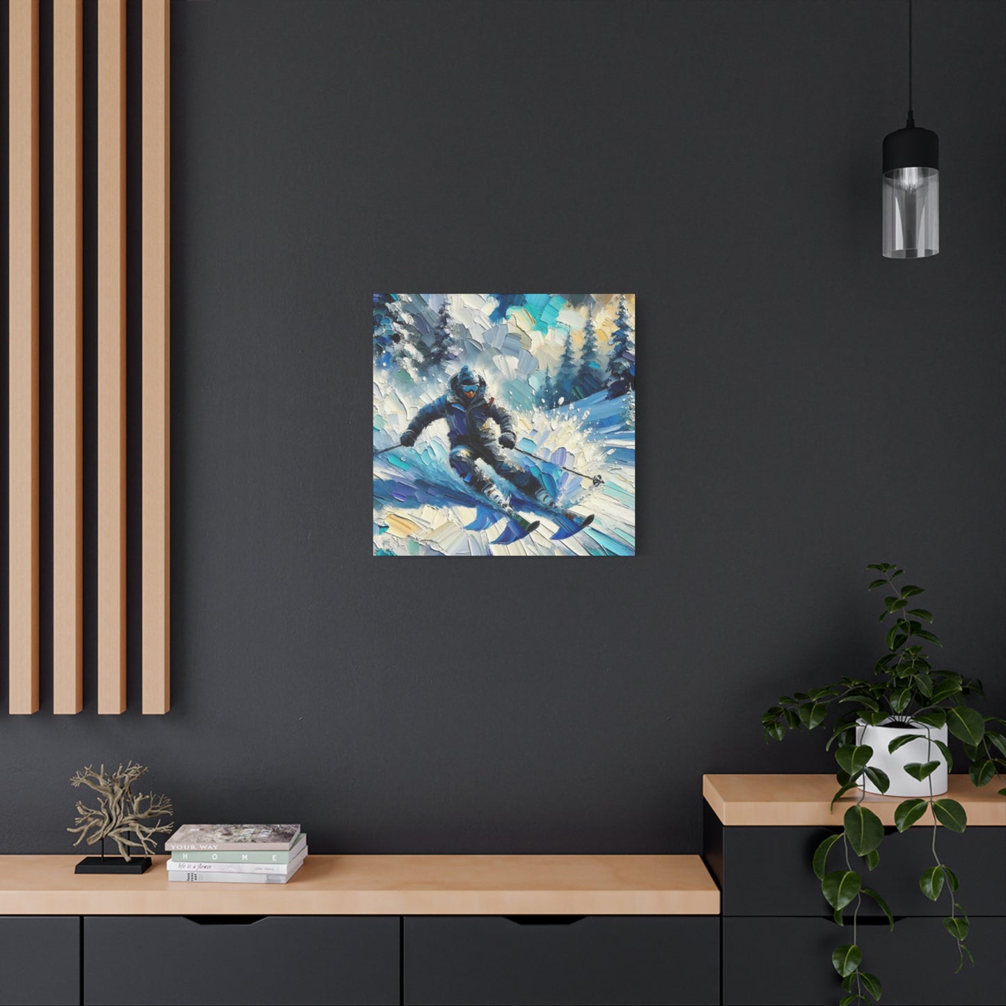 Skiing In Snow Mountains Painting Wall Art & Canvas Prints