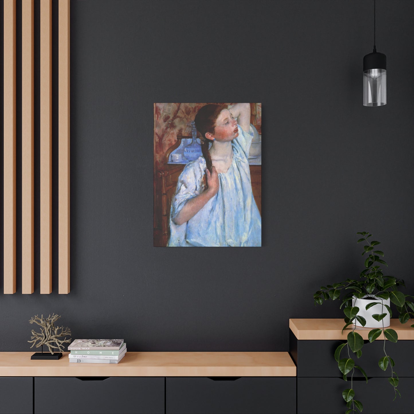 Girl Arraigning Her Hair Impression Wall Art & Canvas Prints