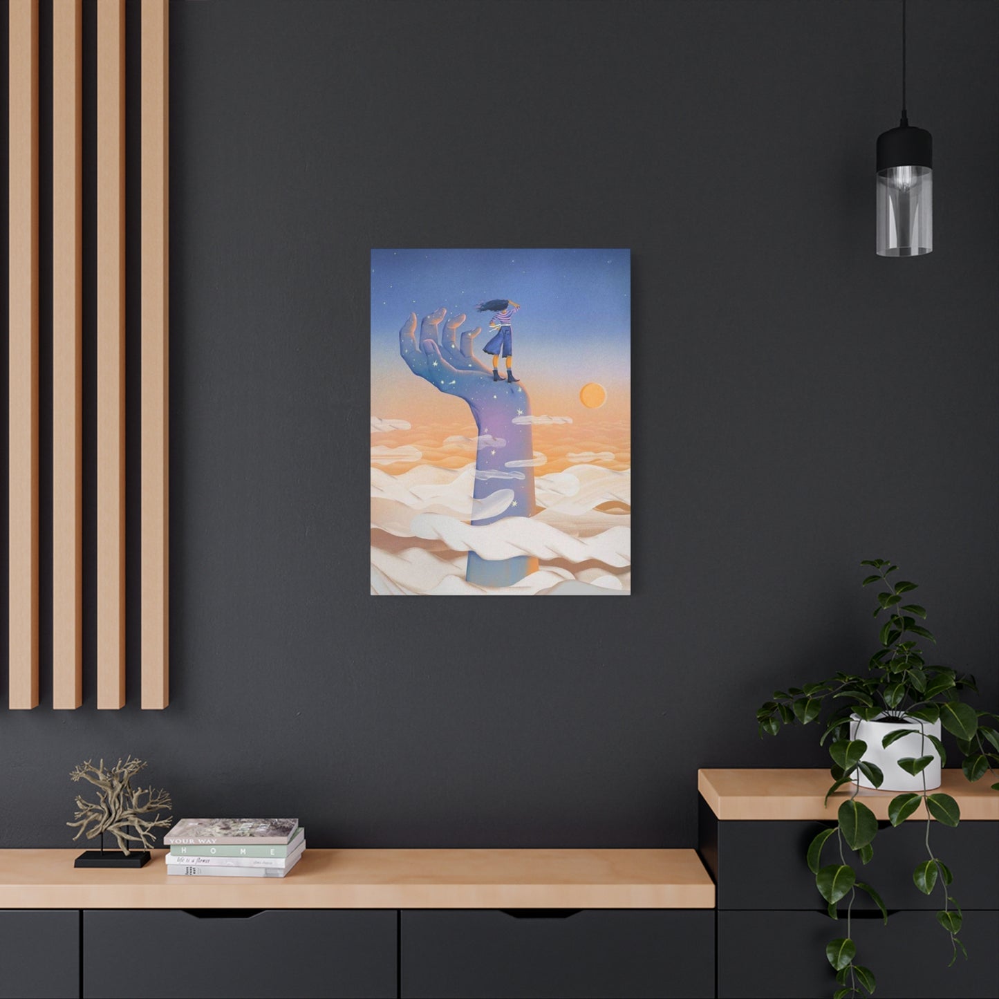 Girl On A Hand Wall Art & Canvas Prints