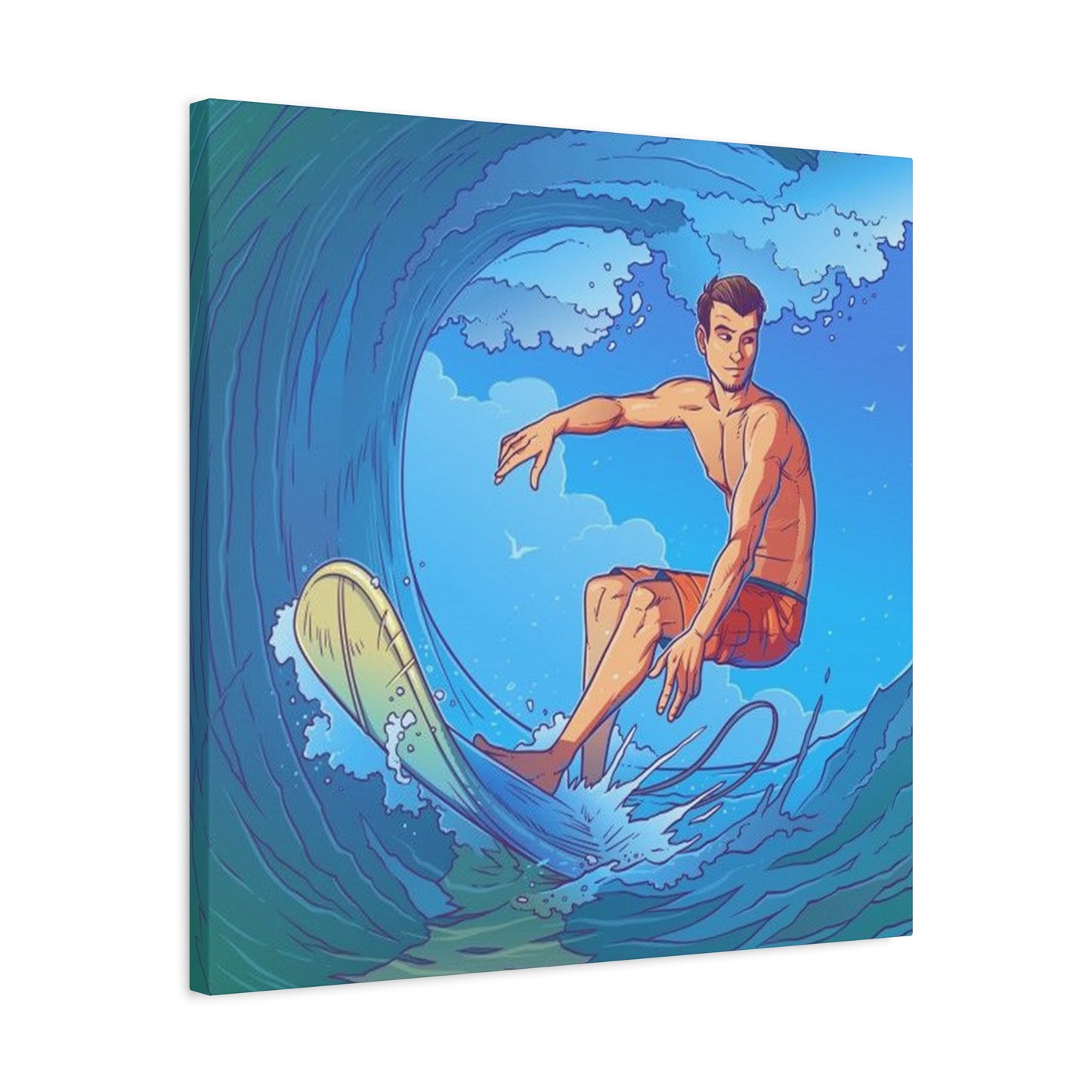 Wave Surfing Drawing Wall Art & Canvas Prints