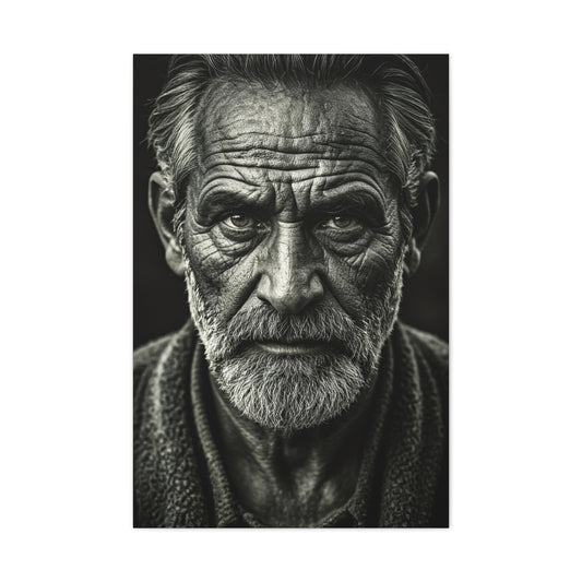 Lines of Time Black & White Elder Portrait Wall Art & Canvas Prints