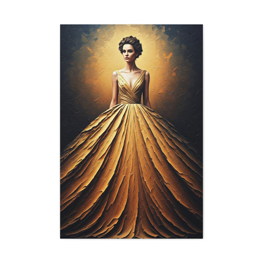 Golden Radiance Gown Portrait Wall Art & Canvas Print