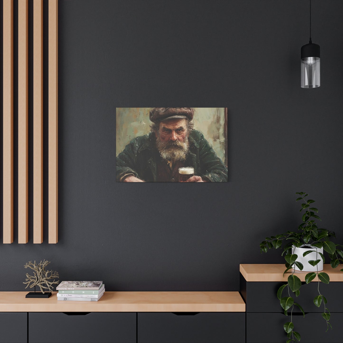 Old Man With A Beer Painting Wall Art & Canvas Prints