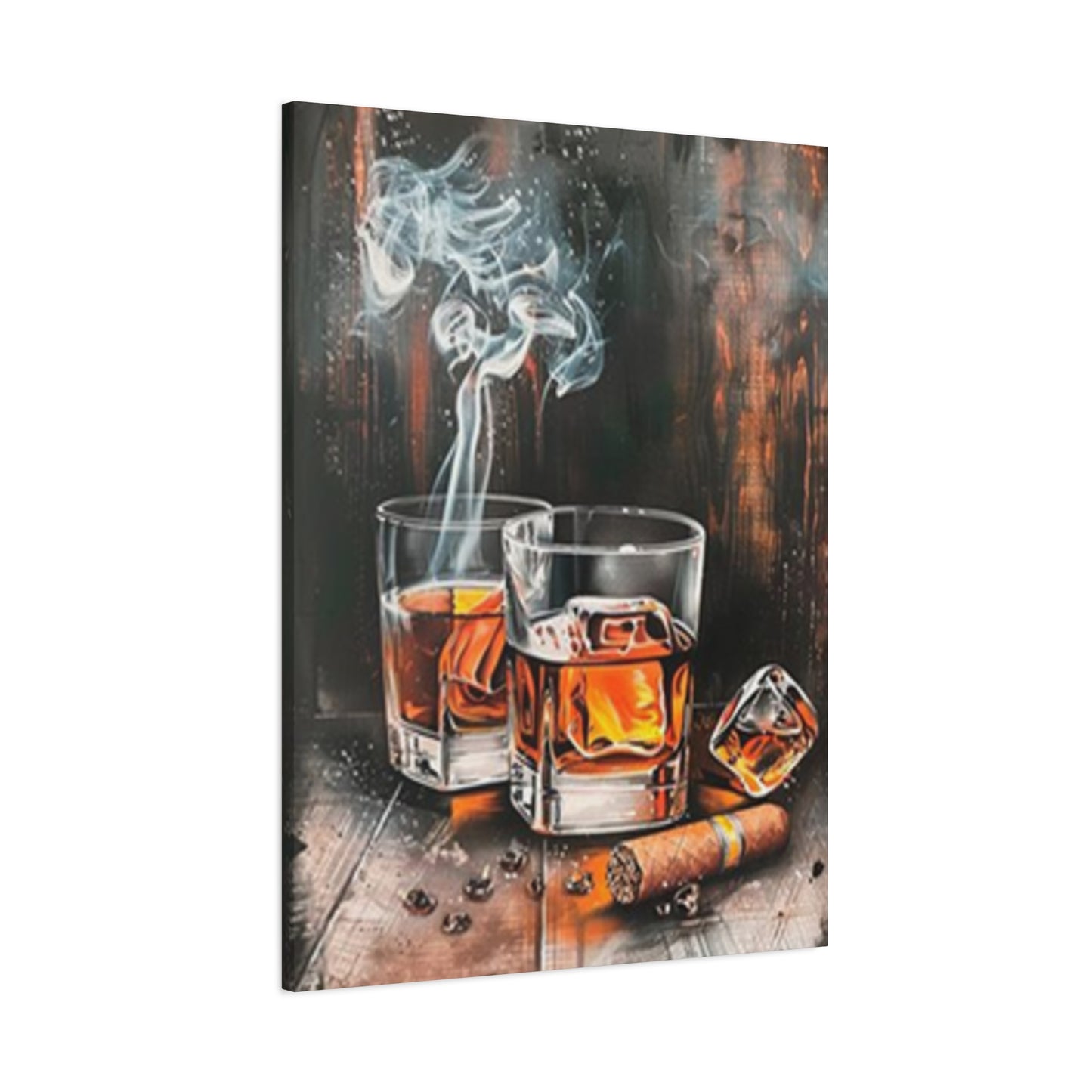 Whiskey And Cigar Painting Wall Art & Canvas Prints