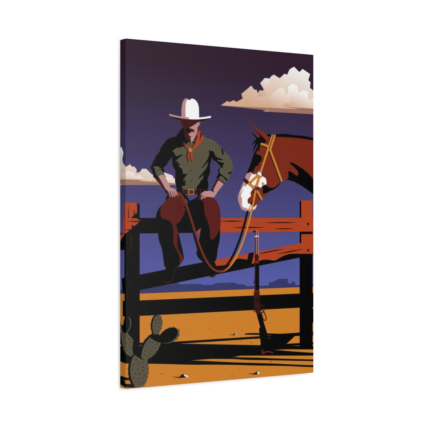 Horse Cowboy On Fence Wall Art & Canvas Prints