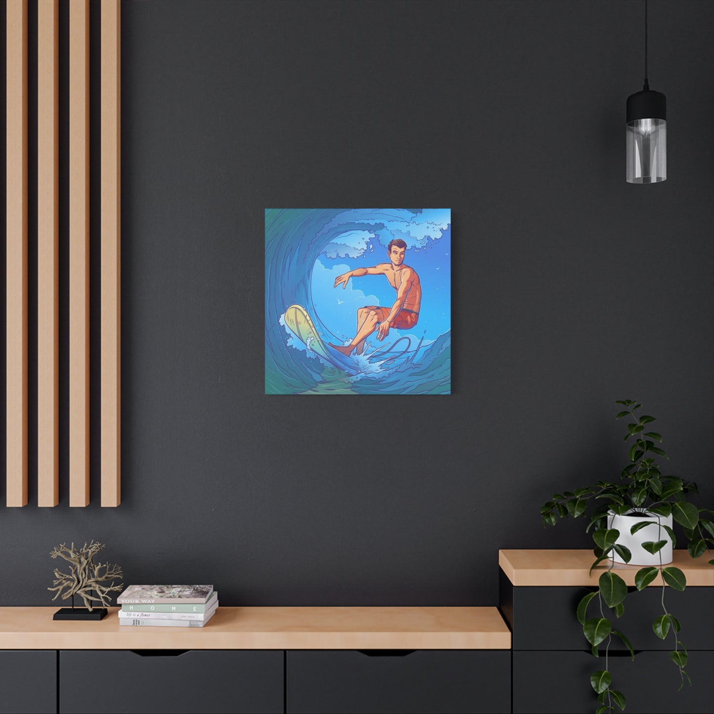 Wave Surfing Drawing Wall Art & Canvas Prints