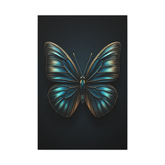 Midnight Blue Butterfly Symmetry Portrait Wall Art & Canvas Prints