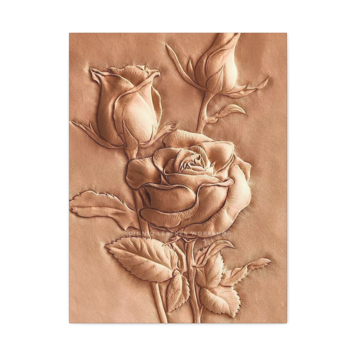 Rose Flower On Leather Wall Art & Canvas Prints