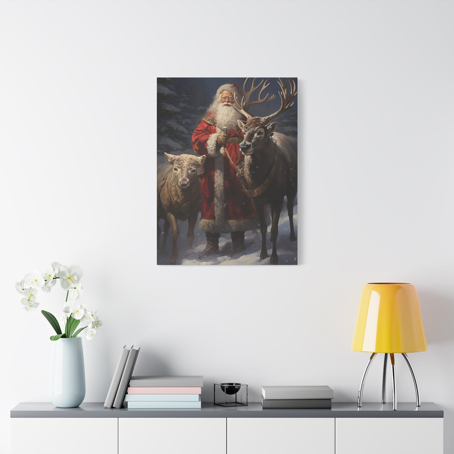 Santa Claus And Reindeer Wall Art & Canvas Prints