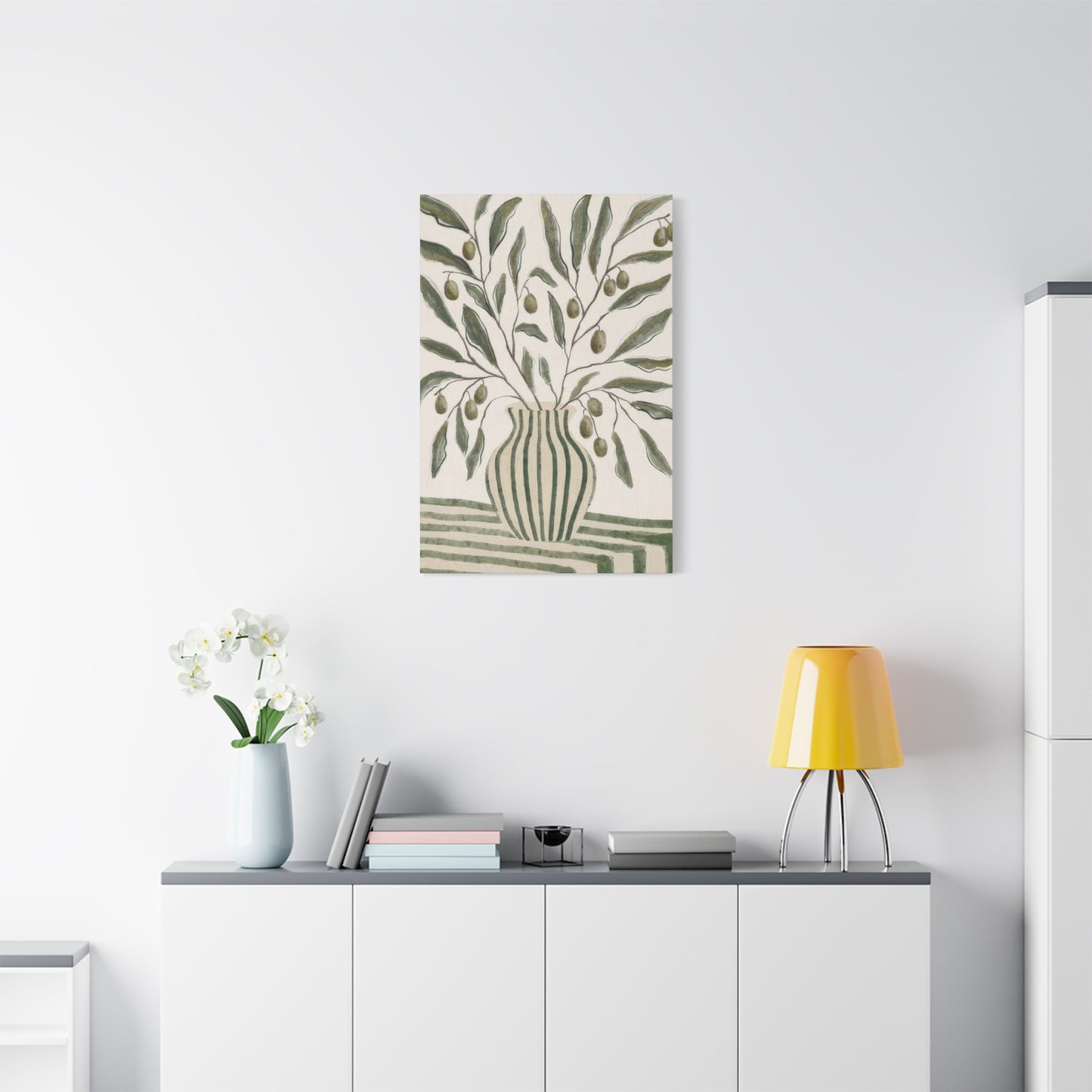 Green Striped Vase Wall Art & Canvas Prints