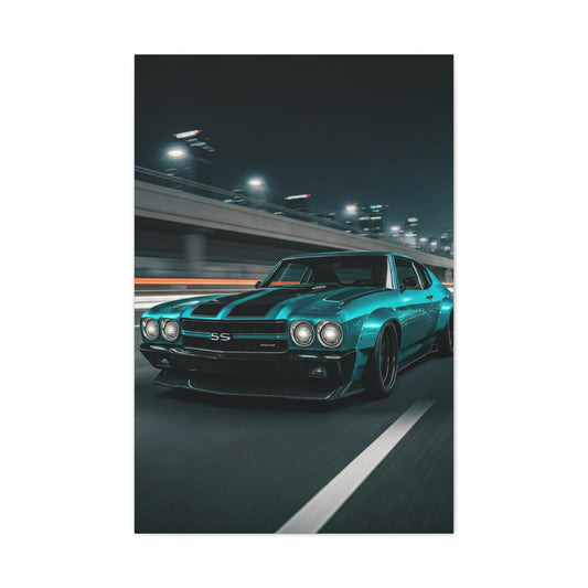 1970 Chevrolet Chevelle SS Twin Stripe Interstate Assault Wall Art & Canvas Prints