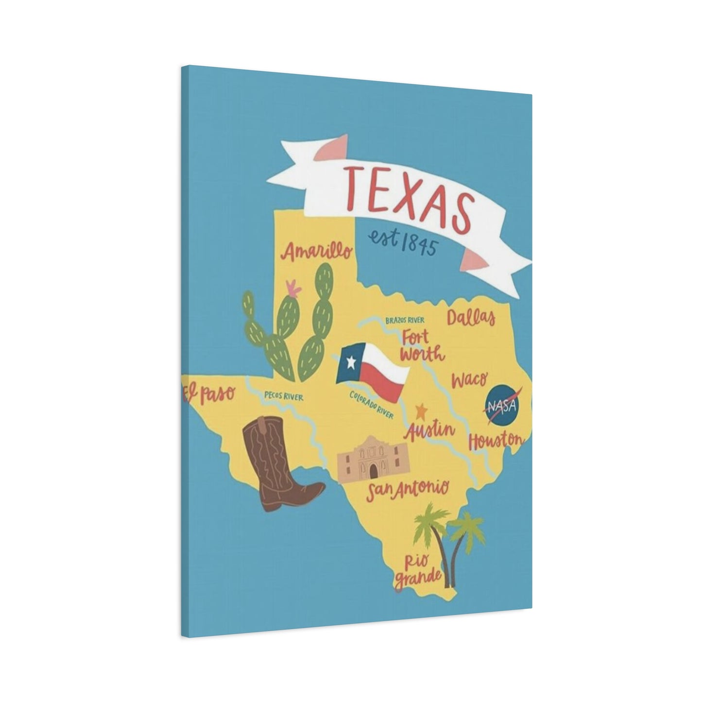 Texas Est. 1845 Poster Wall Art & Canvas Prints