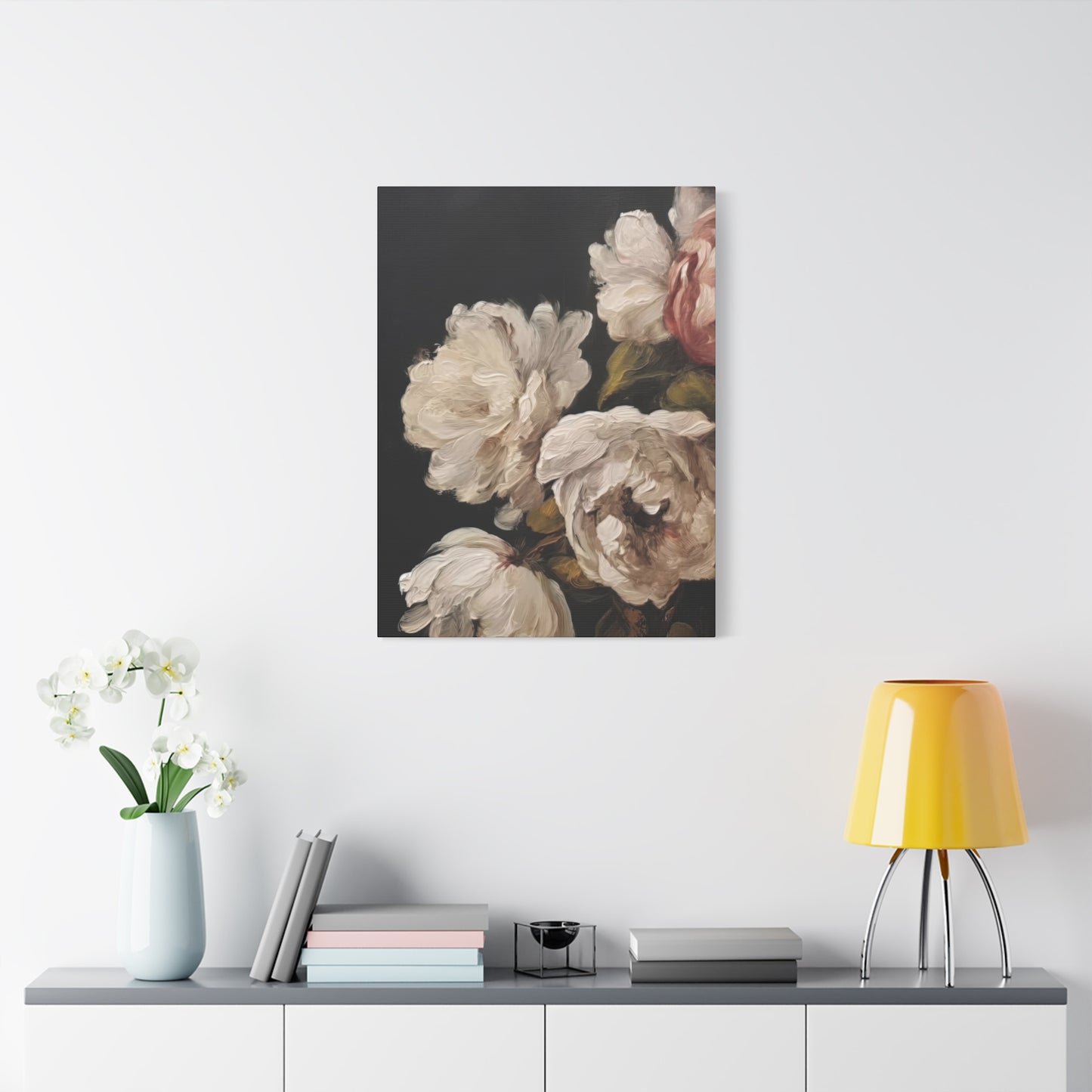 White Flower Dark Wall Art & Canvas Prints