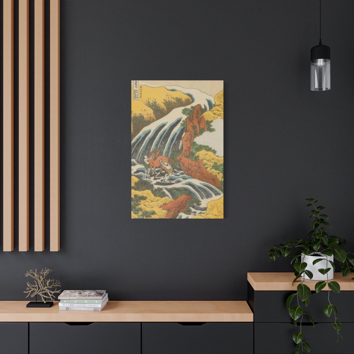 Katsushika Hokusai Waterfall Where Yoshitsune Washed His Horse At Yoshino In Yamato Province Wall Art & Canvas Prints