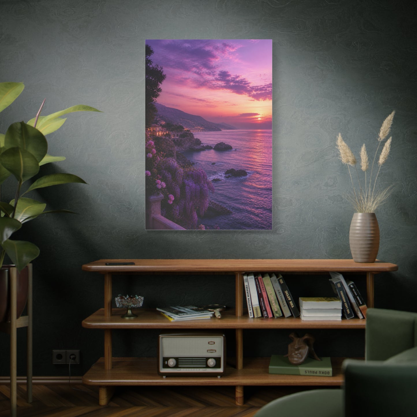 Violet Coastal Sunset Landscape Wall Art & Canvas Print