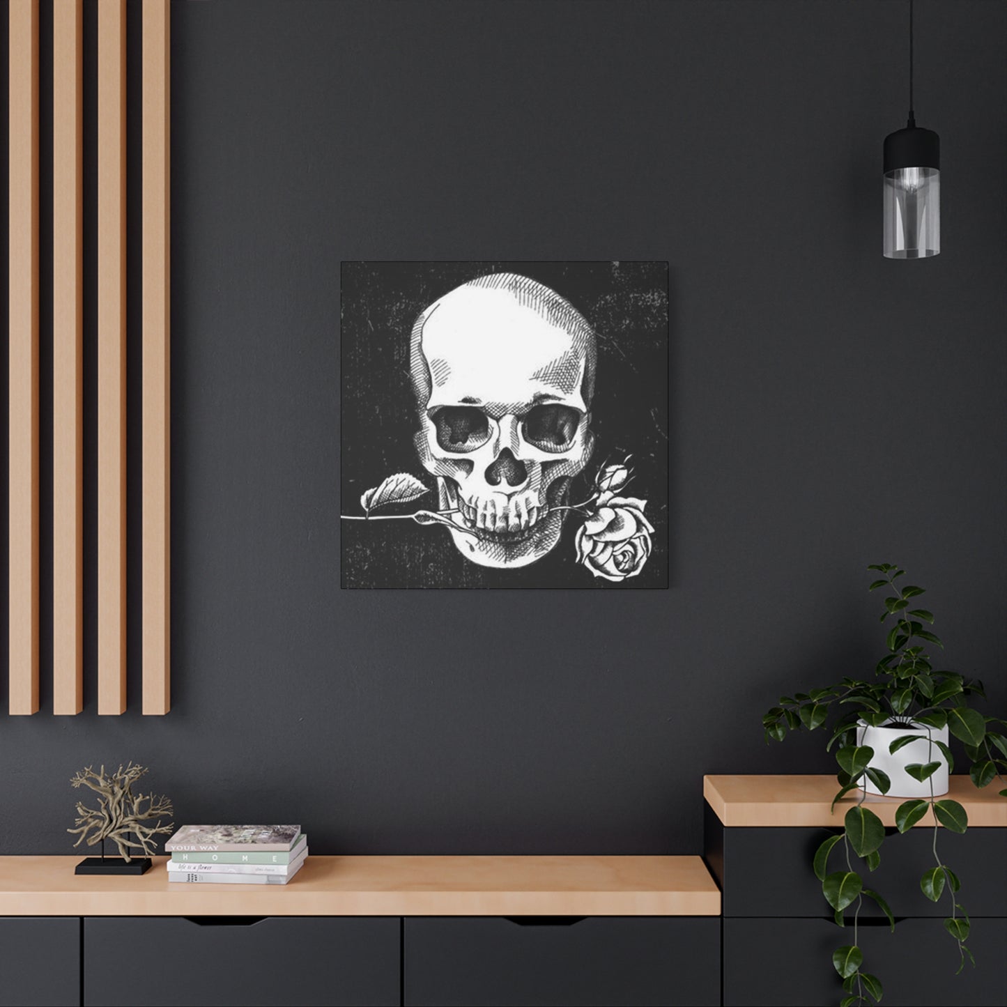 Rose In Skull Mouth Wall Art & Canvas Prints