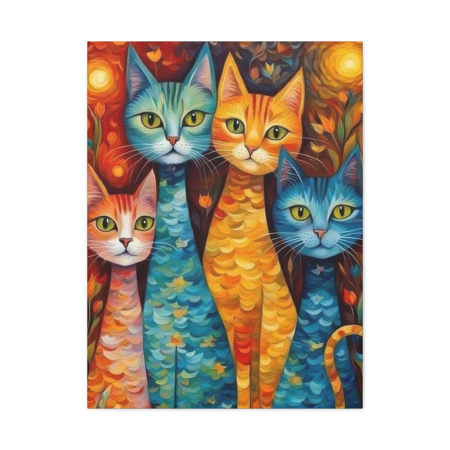 Cat Family Colorglow Wall Art & Canvas Prints