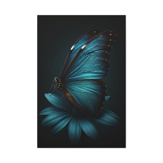 Blue Morpho Butterfly on Midnight Bloom Wall Art & Canvas Prints