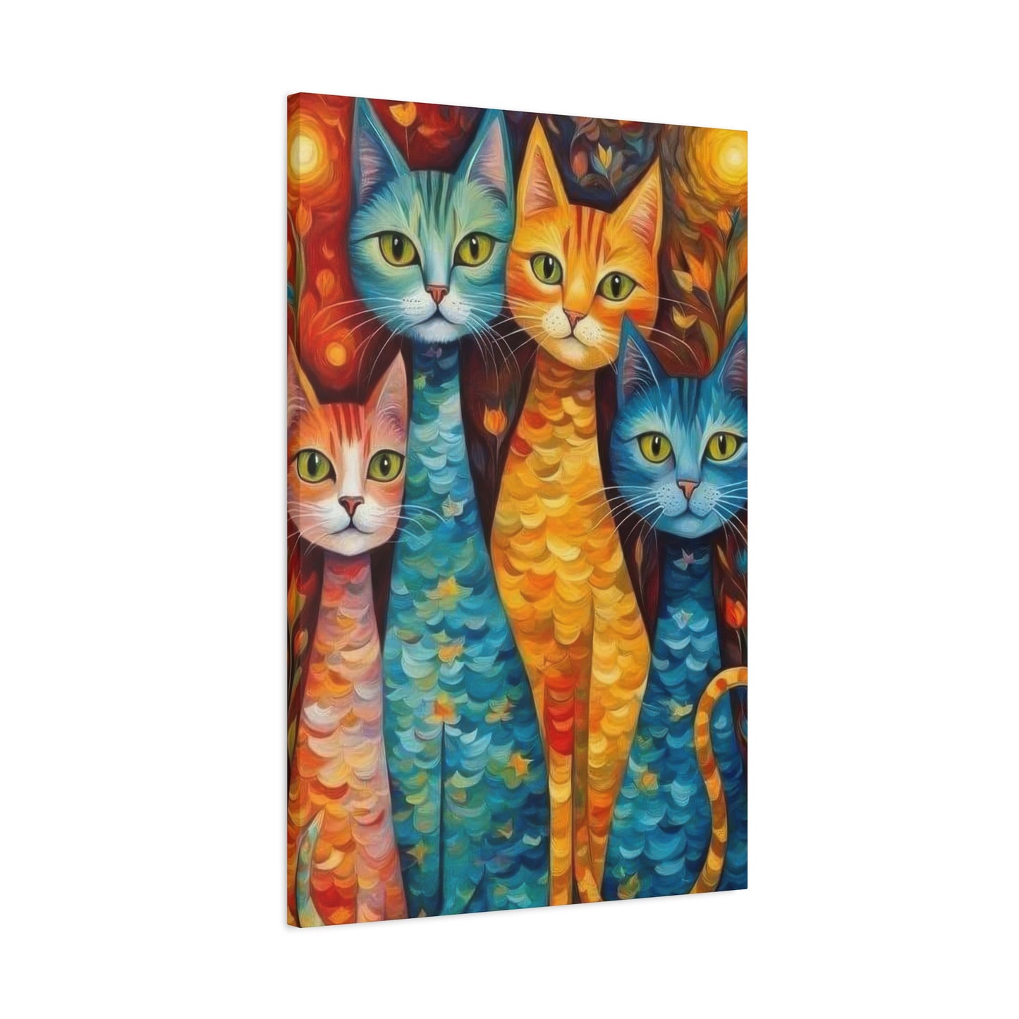 Cat Family Colorglow Wall Art & Canvas Prints
