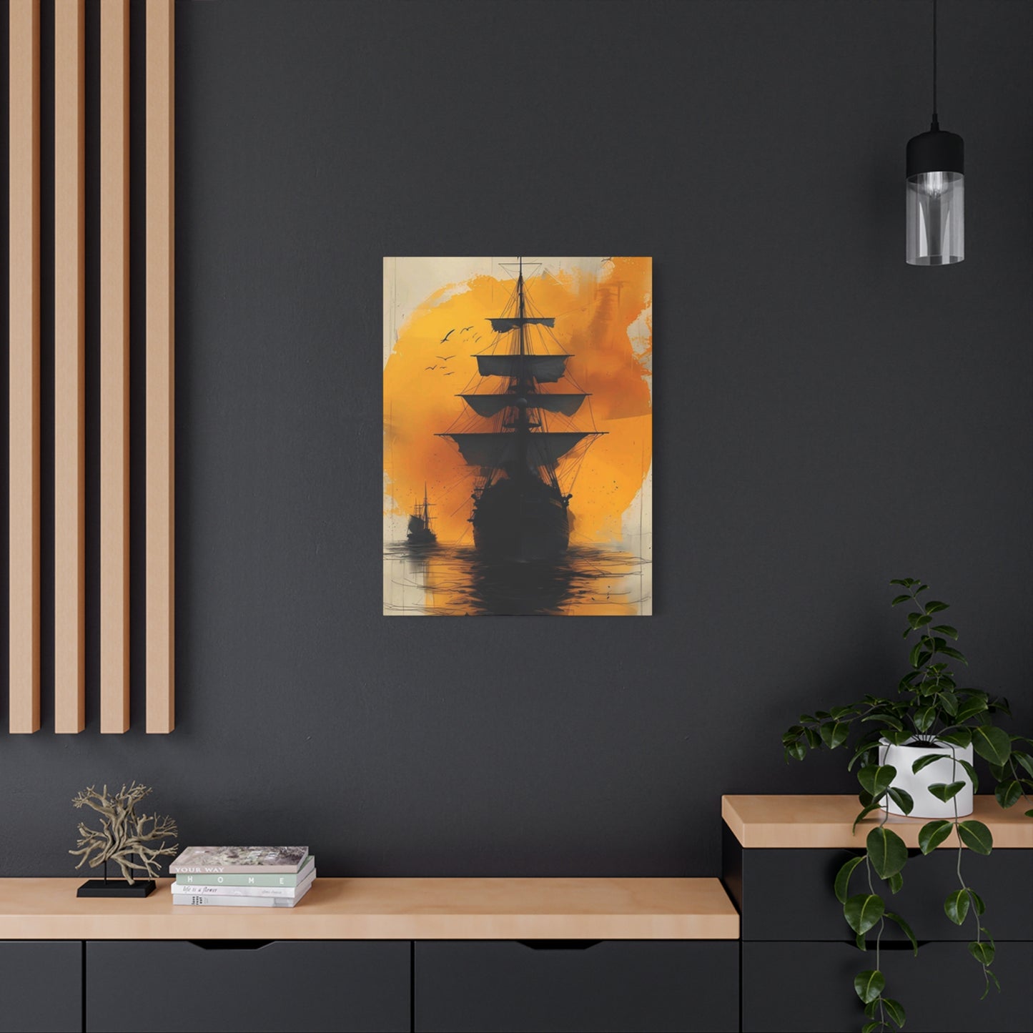 Black Sailing Ship Poster Wall Art & Canvas Prints