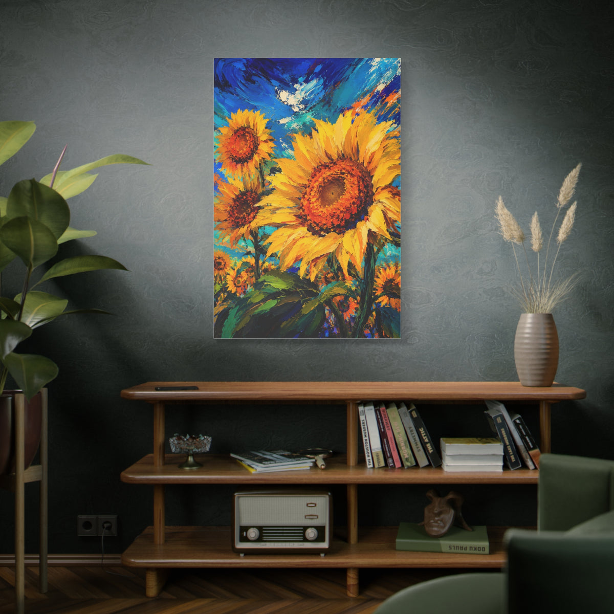 Contemporary Impressionist Sunflower Painting Wall Art & Canvas Print