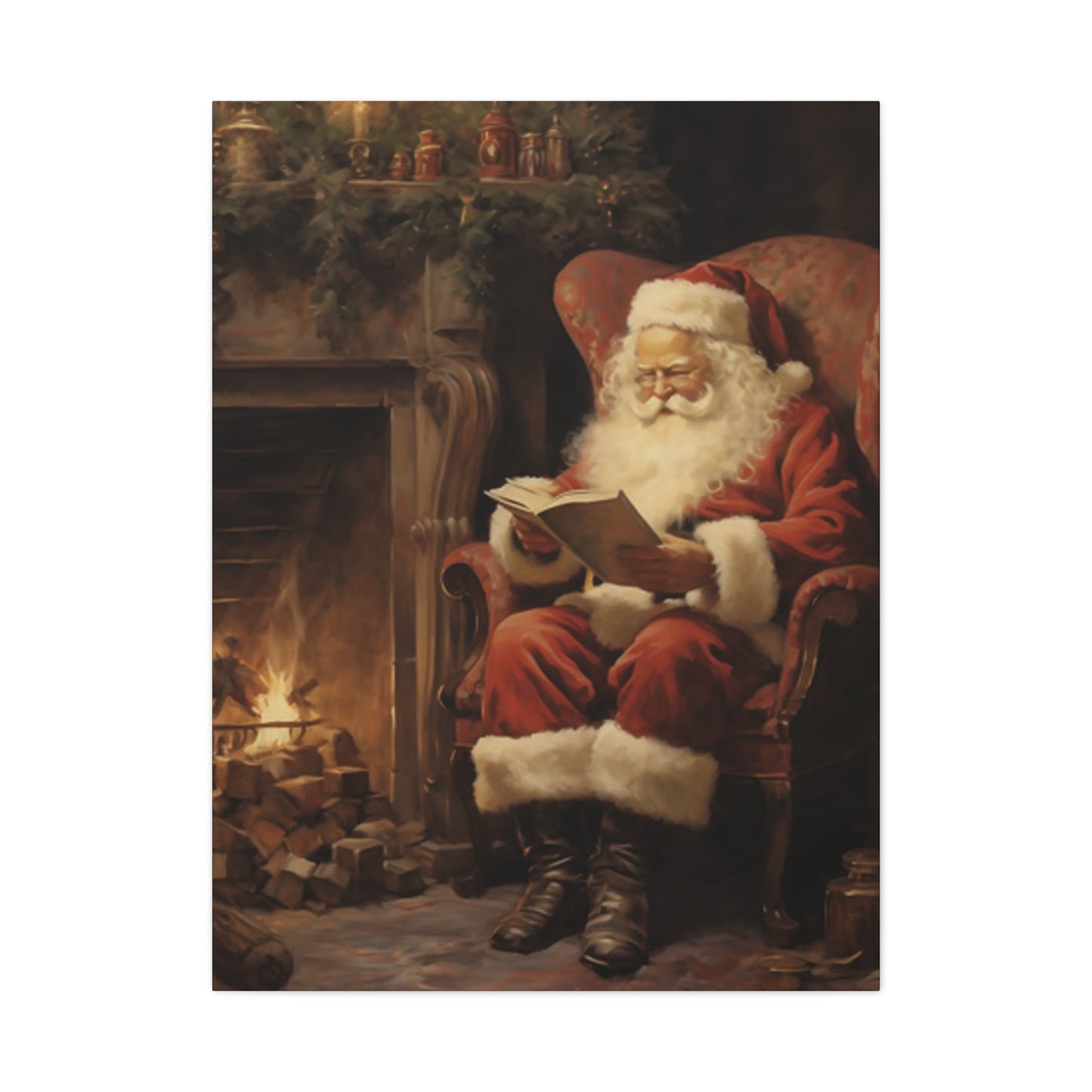 Santa Claus Reading A Book Wall Art & Canvas Prints