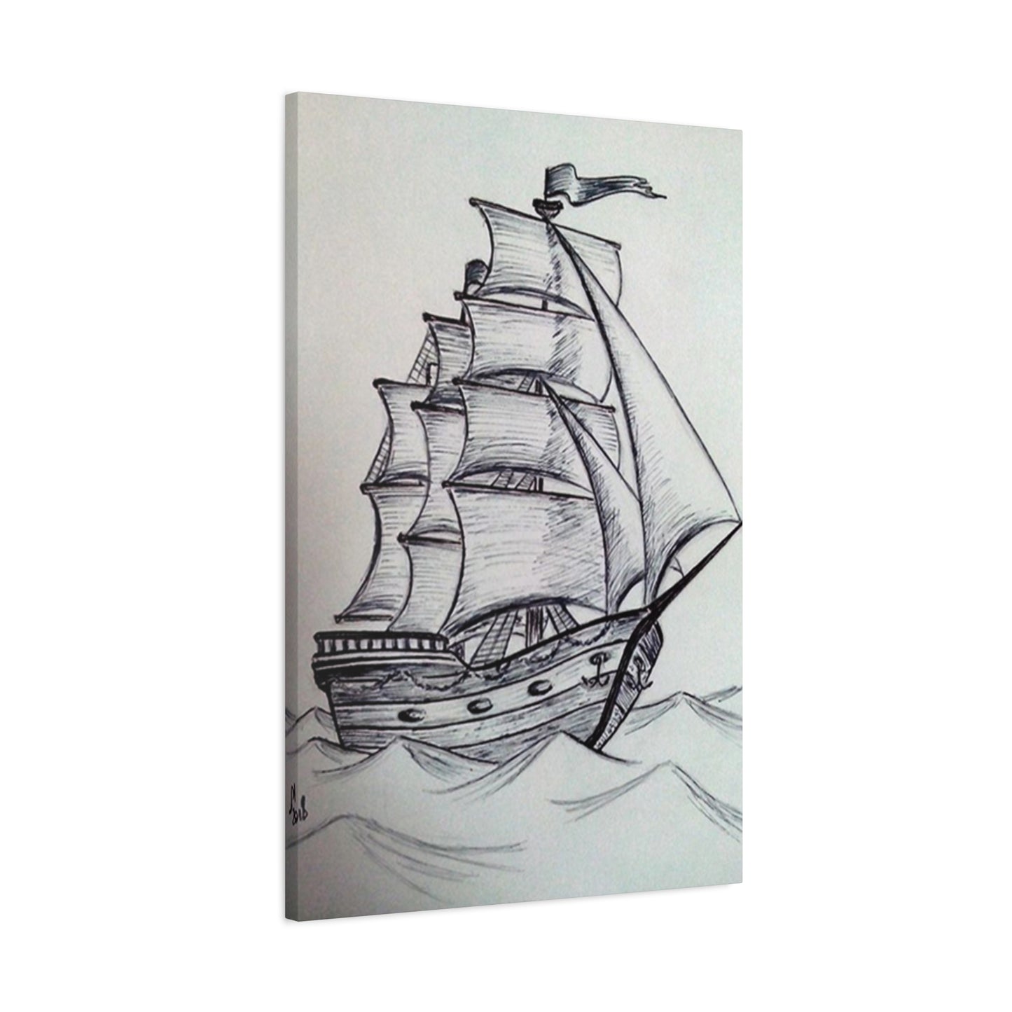 Ship Sailing Drawing Wall Art & Canvas Prints