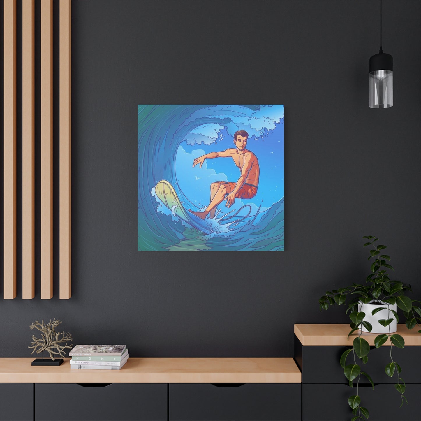 Wave Surfing Drawing Wall Art & Canvas Prints