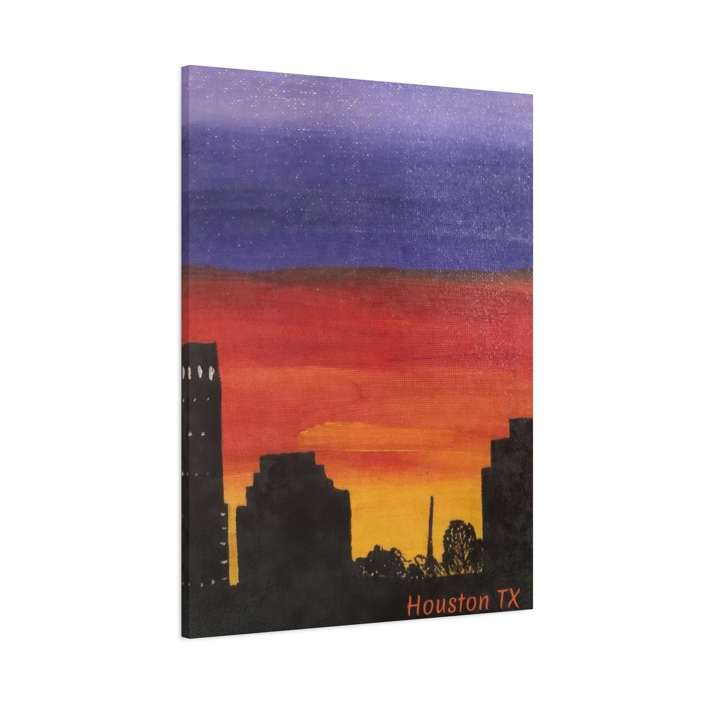 Houston Skyline Yellow Orange Violet Wall Art & Canvas Prints