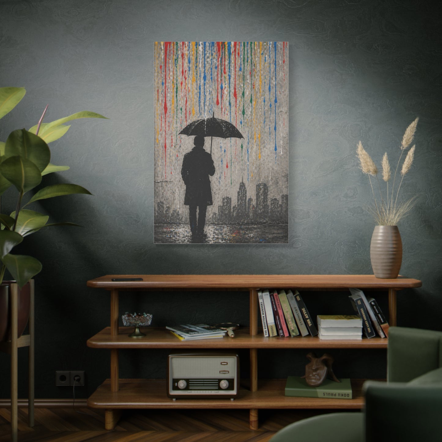 Urban Rain Umbrella Street Art Wall Art & Canvas Print